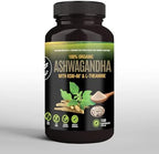 SUPREME HERBALS Organic Ashwagandha Capsules 500 mg with KSM-66® & L-Theanine, 120 Veggie Capsules – Non-GMO, Gluten-Free, Soy-Free – Withania Somnifera Herbal Supplement