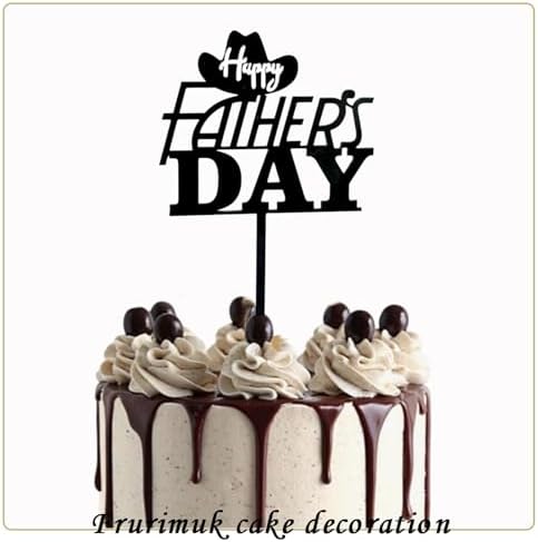 6 Pcs Happy Father's Day Cake Topper, Acrylic Dad Cupcake Topper Picks Happy Father's Day Letter Cake Topper for Dad Birthday Father's Day Party Cake Desserts Decoration Supplies (Black)