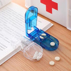 Blue Pill Cutter and Splitter with Dispenser,Safety Medicine Slicer, Tablet Splitter with Guard,Multiple Pill Splitter, Cuts Pills, for Cutting Small Pills or Large Pills in Half,Travel Sized