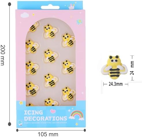 Edible 12 pieces Bee cake decorations, Bees cupcake toppers, perfect Icing Cookies decro for Valentine's Day Birthday Halloween Thanksgiving Christmas party Team Dinner