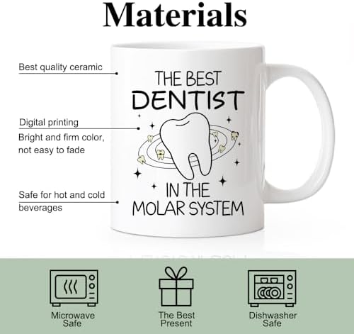 RZHV The Best Dentist, In The Molar System Funny Coffee Mug, Thank You Present for Dentists Nurses Dental Assistants Hygienist, Graduation Gifts for Dental School Students, National Dentists Day Gifts