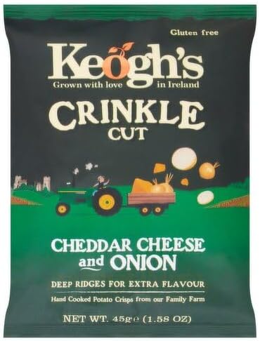 Keogh's Crinkle Cut Cheese & Red Onion Irish Chips, 3 bag pack, 50g per bag