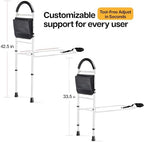 Medical king Bed Assist Rail Bed Rails Ror Seniors with Adjustable Heights with Storage Pocket Easy to get in or Out of Bed Safely with Floor Support
