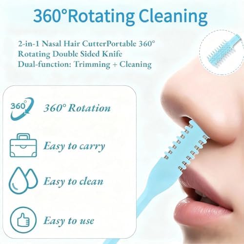 Nose Hair Trimmer 2-in-1,2026 New Double Sided Nose Trimmer.Portable 360° Rotating Manual Nasal Hair Cutter for Men and Women, Manual Hair Remover for Home Travel Essentials