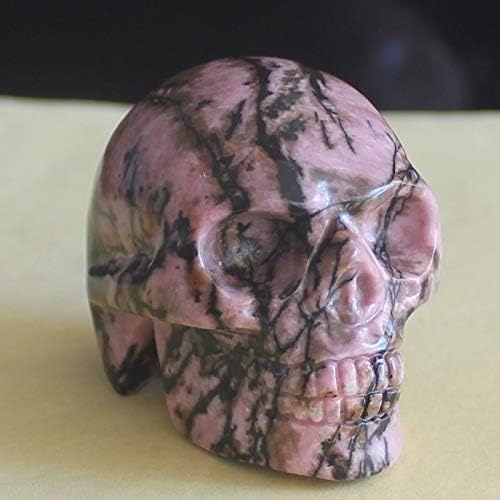 2'' Hand Carved Mixed Gemstone Crystal Skull Figurine Carving Home Decor (Rhodonite)