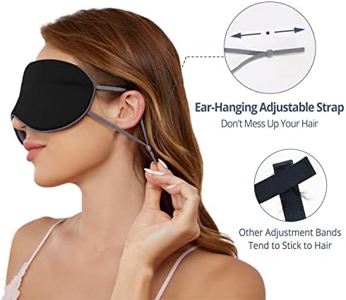 Sleeping Mask 2 Pack, Warm, Cool Double-Sided Use of Sleep Mask, Super Soft Blindfold with Adjustable Strap, Block Out Light, Comfort Sleep Eye Mask for Travel Meditation Nap Black