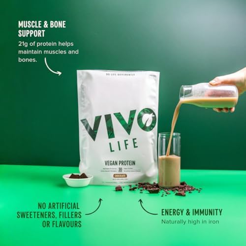 Vivo life Vegan Protein Powder | 21g Pea & Hemp, Plant Based Protein per Scoop | 30 Servings (31.7 oz, Vanilla)