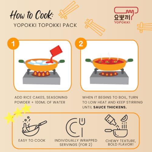 Yopokki Instant Tteokbokki Pack (Sweet Mild Spicy, Pack of 2) Korean Street food with sweet and moderately spicy sauce Topokki Rice Cake - Quick & Easy to Prepare