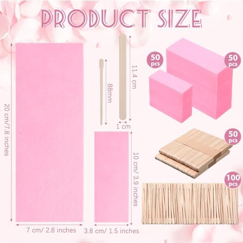 Yaomiao 250 Pieces Waxing Kit for Women and Men - Hair Removal Strips, Wax Applicator Sticks for Body and Skin (Pink)
