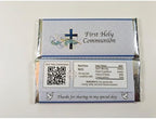 Boys First Holy Communion Candy bar Wrappers - Set of 15 - Silver foil Included