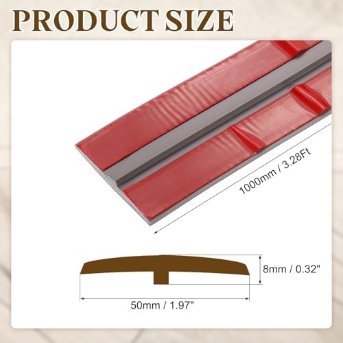 uxcell T-Molding Transition Strips, 3.28 ft x 1.97" (L x W) PVC Floor Flat Divider Strip Self Adhesive Vinyl Flooring Edging Trim for Joining Floor Gaps Doorways, Gray Wood Grain