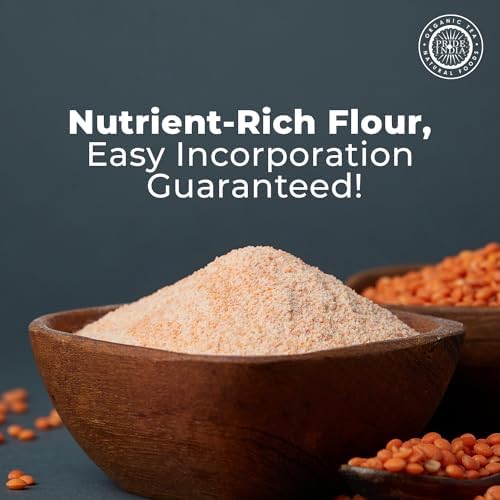 Pride of India- Red Lentil Flour 1 lbs (454 gm) Hint of Sweetness Slightly Nutty Earthy Flavor Freshly Milled in Small Batches |Ideal for Cakes Sauces Pasta Crepes Meatballs | Vegan, Gluten Free