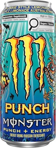 Monster Punch + Energy Aussie Style Lemonade Energy Drink, 473 mL Cans, 12 Pack,