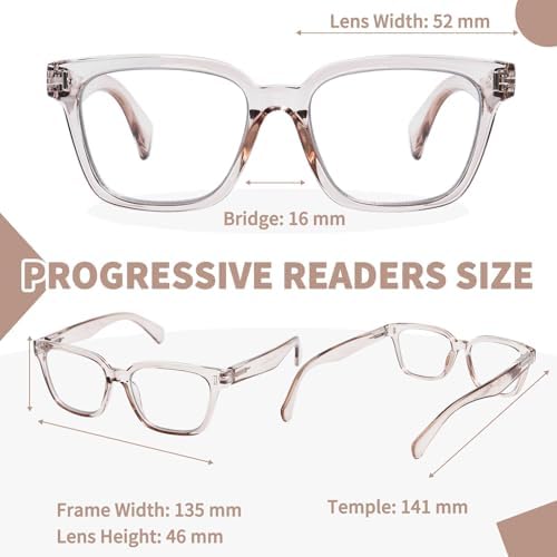 Progressive Multifocal Reading Glasses for Women Men, Anti Glare/Eyestrain Blue Light Multifocus Computer Readers