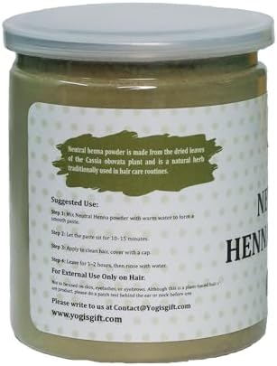 Neutral Henna Powder – 8 oz – 100% Pure & Natural – Cassia Obovata Powder for Hair Shine, Strength & Softness – Non-Coloring Natural Henna – By Yogi’s Gift®