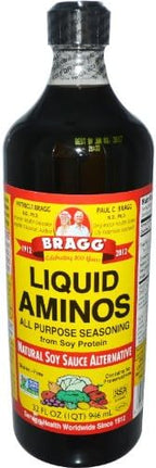 Bragg Liquid Aminos All Purpose Seasoning Soy Sauce Alternative, 32 Fl Oz, 2 Pack