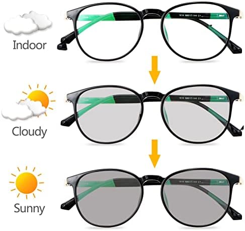 Sunglasses Progressive Multifocal Reading Glasses Photochromic Oval Spring Hinge Reader for Men Women (Color : Black, Size : 1.0X)