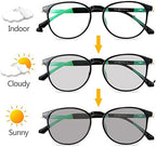 Sunglasses Progressive Multifocal Reading Glasses Photochromic Oval Spring Hinge Reader for Men Women (Color : Black, Size : 1.0X)
