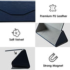 LifeArt 2 Pack Eyeglasses Case Foldable Holder Easy to Carry Matte Leather & Magnet Closure for Reading, School, Office