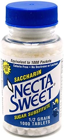 Necta Sweet Saccharin Tablets, 1/2 Grain, 1000 Tablet Bottle (Pack of 4)