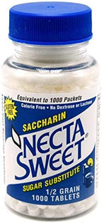 Necta Sweet Saccharin Tablets, 1/2 Grain, 1000 Tablet Bottle (Pack of 4)