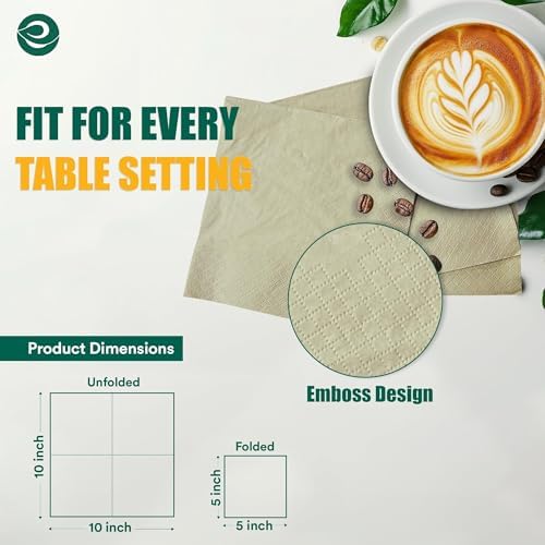 ECO SOUL 100% Compostable Bamboo Paper Napkin | Napkins Paper Everyday, Hand Paper Napkin (1, 250 Napkins set)