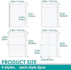 PAGOW 8pcs A5 Binder Pockets, 4 Styles Clear Binder Inserts Zipper Folders, Waterproof PVC A5 Planner Inserts Sleeves Budget Cash Envelope Pouches for 6-Ring Loose Leaf, Document, Saving Challenges