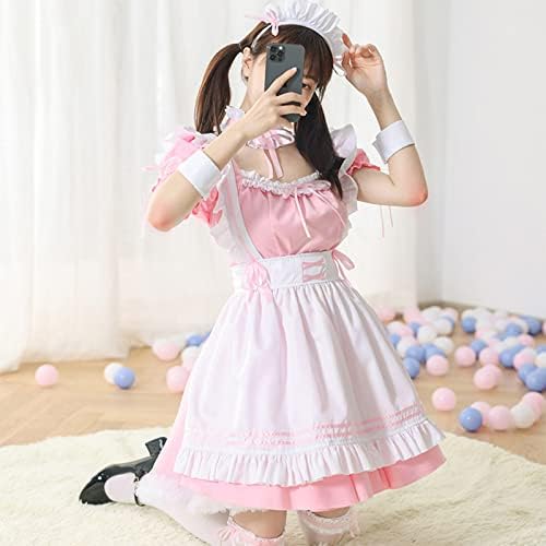 Maid Outfit Anime Cosplay Lolita Maid Dress French Maid Costume Plush cat ear Socks set