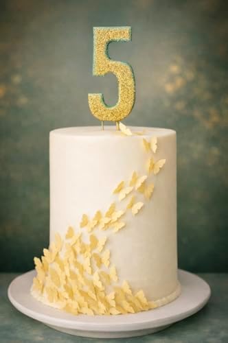 50 Handcrafted butterflies Edible Wafer paper for cakes/wafer flower/winter wedding cake topper/cupcake topper / (Shiny Gold))