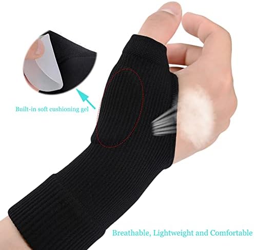 Thumb Wrist Arthritis Gloves (2Pcs), Elastic Compression Sleeves Fingerless Glove with Gel Pad for Arthritis,Tendonitis,Carpal Tunnel,Rheumatoid,Typing, Breathable Compression Gloves for Women & Men