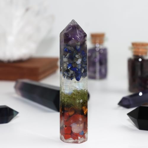 7 Chakra Healing Crystals Wand, 3" Natural Crystals and Healing Stones, Polishing Reiki Energy Gemstones Crystal Points for Meditation Spiritual Decor (7 Chakra)