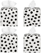 Tissue Box Cover Animal Print Dots Black White Dalmatian Tissue Box Holder Tissue Box Cover Square Decorative Bathroom, Bedroom Or Office