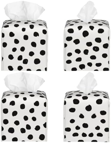 Tissue Box Cover Animal Print Dots Black White Dalmatian Tissue Box Holder Tissue Box Cover Square Decorative Bathroom, Bedroom Or Office