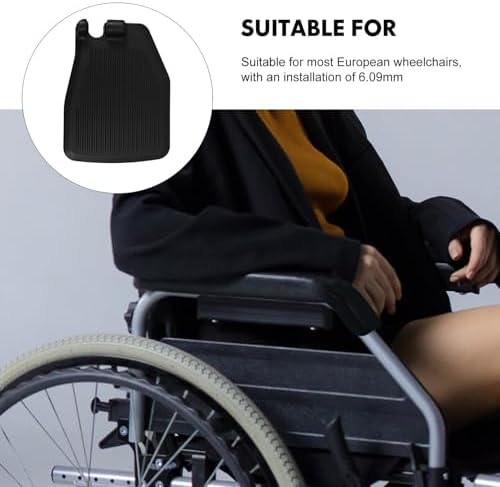 Universal Wheelchair Footrest Replacement Pair, Stable Black Plastic Footplates for Mobility Aids, Sturdy Leg Pad for Wheelchair Users, Medical Foot Rest Accessories
