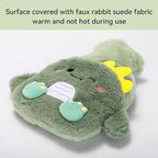 Green Rubber Hot Water Bottle with Soft Removable Knit Outer Lid, Classic Rubber Hot and Cold Water Bottle with Cute Image Hand Feet Warmer and Shoulder Pain Relief