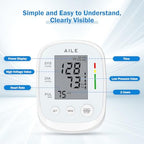 AILE Blood Pressure Monitor, Blood Pressure Machine Upper Arm Large Cuff(8.7"-16.5"), High Automatic Blood Pressure Monitors Cuff for Home Use, Manual Arm Bp Monitor, 2 * 99 Memory (White)