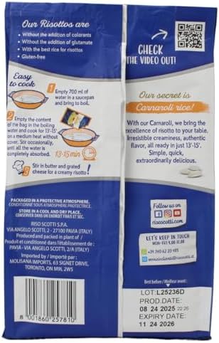 Riso Scotti Milanese with Saffron, Carnaroli Rice, Easy to Cook, Italian Risotto, Just add water, Includes Instructions 7.4 oz, 2-3 Servings