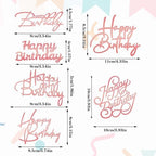 6 PCS Happy Birthday Side Cake Toppers Pink Mirror Side Cake Toppers DIY Acrylic Glitter Cake Inserts Celebration Birthday Party Event Cupcake Decorations (Rose Gold)