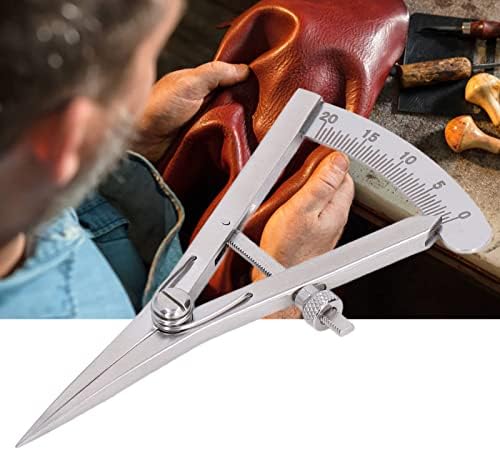 Adjustable Marking Gauge Mini Edge Press, Adjustable Lockable Divider Leather Compass, Leather Compass, Stainless Steel Adjustable for Leather Trimming Projects (Screw Locking Marking Gauge)
