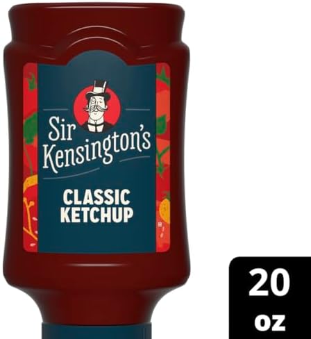 Sir Kensington's Classic Ketchup, Squeeze Bottle, Non-GMO, No Artificial Colors, No Artificial Flavors, Soy Free, Gluten Free, Vegan, 20oz, Pack of 12