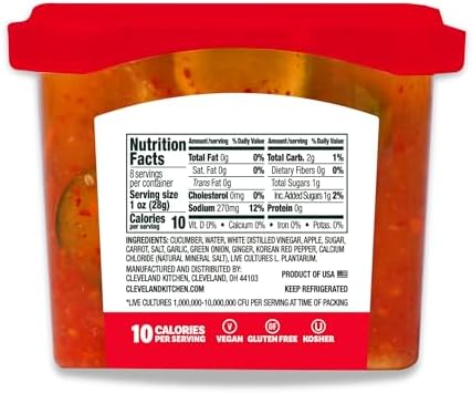 Cleveland Kitchen Kimchi Pickle Chips - Lightly Fermented, Fresh & Crunchy, Bold Kimchi Flavor with a Hint of Spicy Peppers, Vegan & Kosher, 16 oz