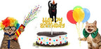 Cat Happy Birthday Cake Topper Black Cat Cake Decorations for Boys Girls Pets Cute Mewo Animal Theme Party Supplies Black Gold Glitter