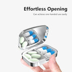 Pill Box-2 Compartment Small Pill Case Portable for Pocket & Purse Single Pill Carrier Pill Container to Hold Vitamins Medication Fish Oil and Supplements BPA-Free(Highland Cow)
