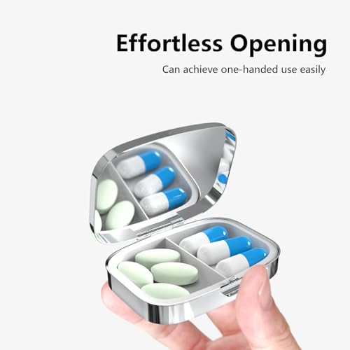 Pill Box-2 Compartment Small Pill Case Portable for Pocket & Purse Single Pill Carrier Pill Container to Hold Vitamins Medication Fish Oil and Supplements BPA-Free(Hummingbird)