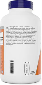 Now Foods L-Lysine 1000mg - Double Strength - 300 Tablets - Non-GMO Amino Acid Supplement (Llysine Hydrochloride)- 1000 mg Tabs - Vegan/Vegetarian