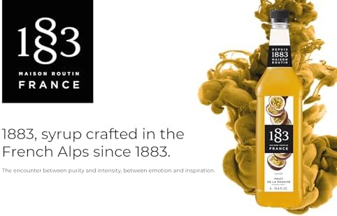 1883 Passion Fruit Syrup for Drinks, Made in France, 1 Liter Plastic Bottle
