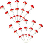 Gyufise 30Pcs Mushroom Cake Decorations Red Mini Mushroom Toothpicks Mushroom Cupcake Toppers Mushroom Cake Picks for Birthday Baby Shower Party Micro Landscape Decorations