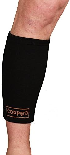 Copper D Copper Compression Calf Sleeve - Rayon from Bamboo Charcoal Copper Infused Calf Support Brace - Size Small - Medium - All Black - 1 Pack
