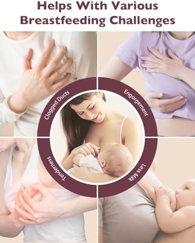 Momcozy Rolling Lactation Massager with Heat, 3-in-1 Real-Like Massage for Relieve Clogged Ducts, Breast Massager Warming for Breastfeeding, Improve Milk Flow, Dusty Rose