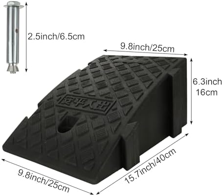 LOEQIAN Plastic Curb Ramp 6.3" Rise Height Heavy Duty Driveway Curb Ramps, Threshold Ramp for Forklifts, Trucks, Buses, Cars, Wheelchairs, Bikes - 9.8 L x 15.75 W (Black)